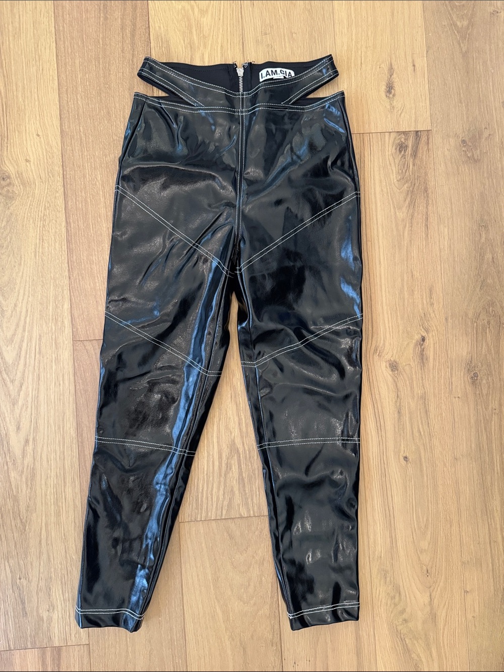 I.AM.GIA Black Faux Leather Cropped Pants